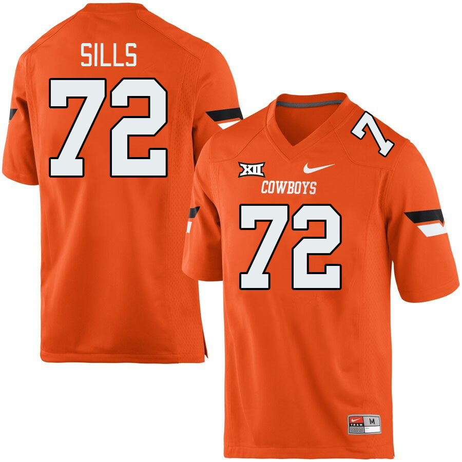 Oklahoma State Cowboys #72 Josh Sills College Football Jerseys Stitched Sale-Retro Orange